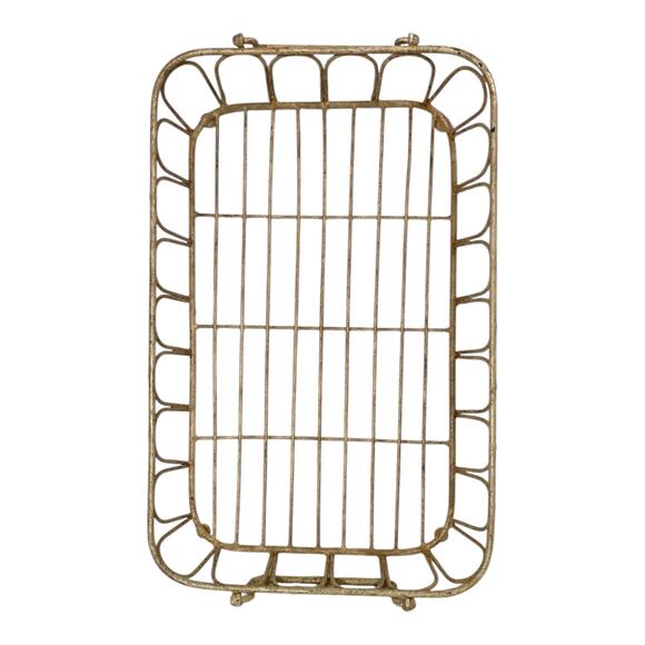 Vintage Painted Heavy Wrought Iron Basket 16"x10 1/4"x 3 1/2" - Picture 7 of 7